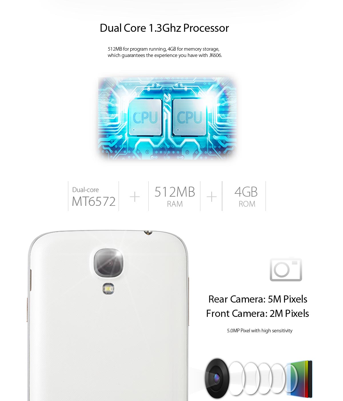 MTK6572 Две-core 1.3GHz